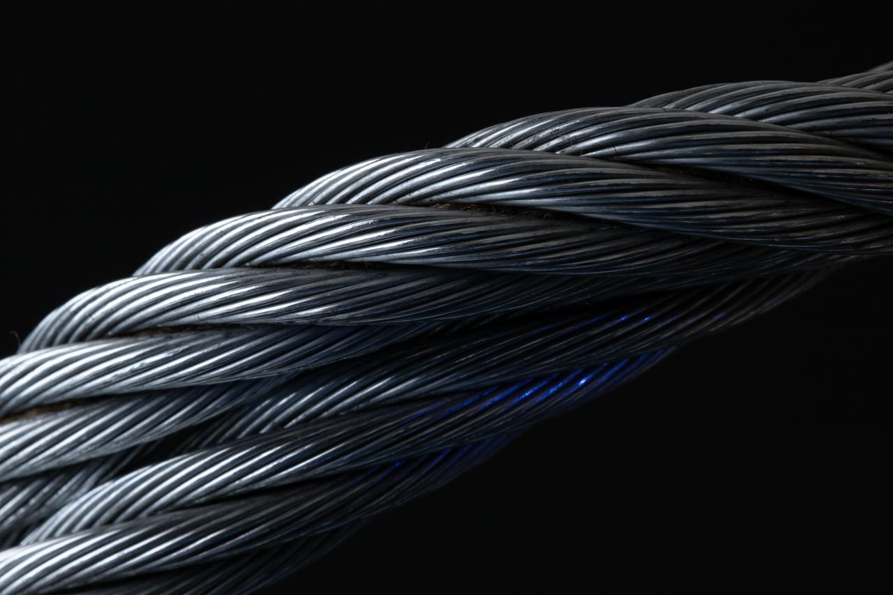 Detailed view of twisted metal wire showing intricate patterns and texture.